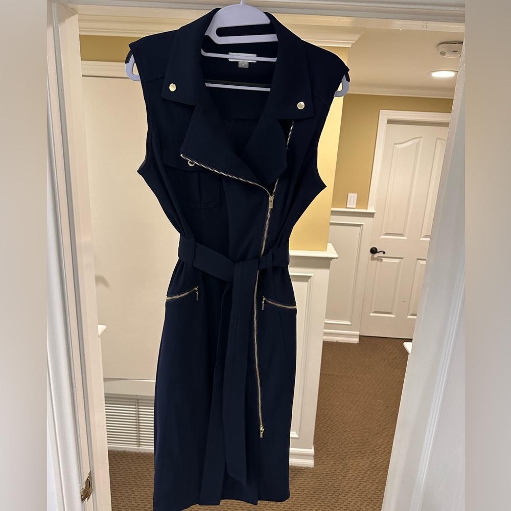 Calvin Klein Collared Full-zipper Dress